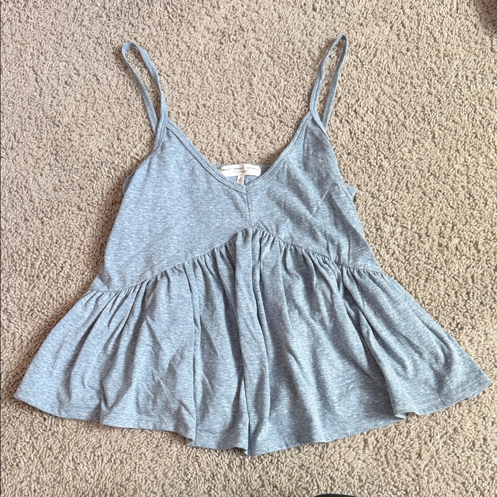 Truly Madly Deeply Soft Heather Gray Spaghetti Strap Peplum Cami